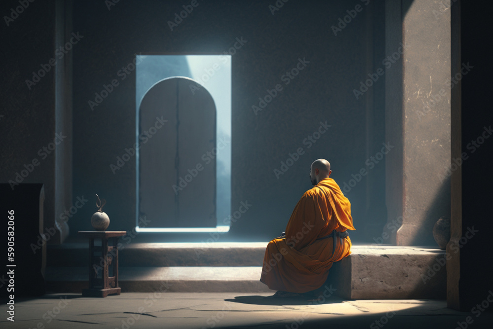 Buddhism, buddha, monk, meditation, temple, contemplation, spirituality, peace, harmony, lifestyle, religion. Generative AI Buddhism, buddha, monk, meditation, temple, contemplation, spirituality, peace, harmony, lifestyle, religion. Generative AI