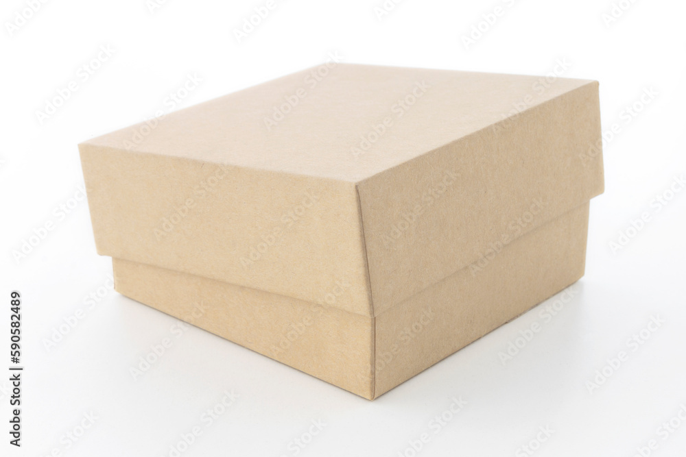 Eco-friendly packaging box, Paper Box For Branding on white isolated background Eco-friendly packaging box, Paper Box For Branding on white isolated background