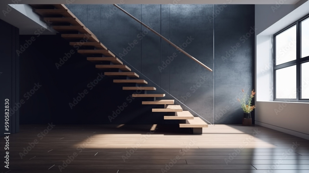 Fototapeta premium minimalism style stairs background Generative AI