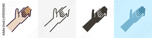 adult and child holding hands icon. Vector graphic elements illustrations in different styles. Humanitarian help, adopting a child, family ties, child poverty awareness, social issues