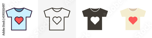 T-shirt Icon with a heart symbol. Vector graphic elements illustrations. For volunteering and charity associations, groups, community, non profit organizations. Can also represent love and passion