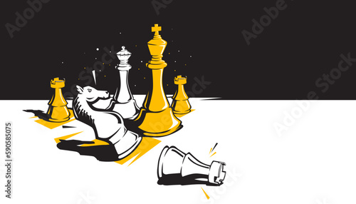 Vector illustration of abstract chess game design element. Game concept