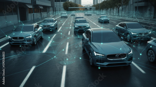 Autonomous Driving technology concept. Generative AI © bahadirbermekphoto