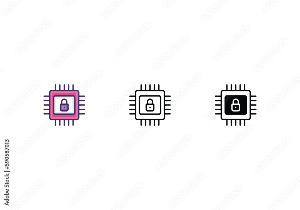 Microchip Security icon vector stock. Microchip Security icon vector stock.