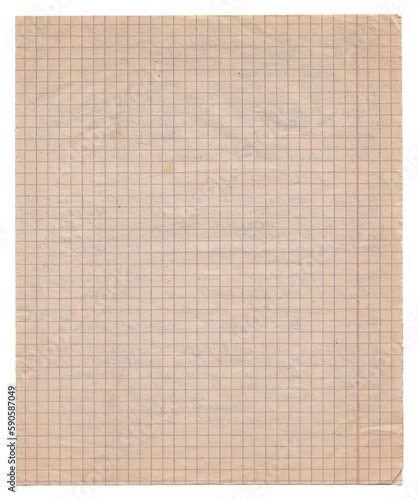 Vintage background of old checkered paper texture isolated