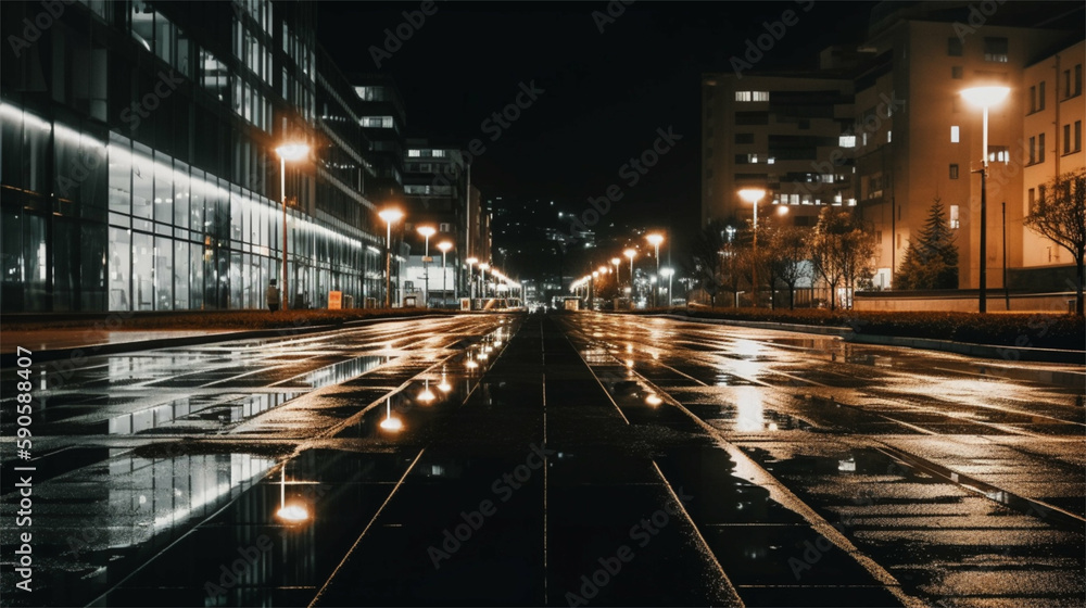 City streets at night - Generative art