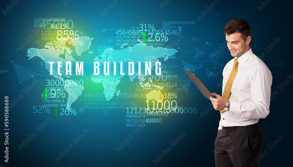 Businessman thinking about market concept Businessman thinking about market concept
