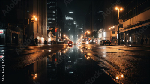 City streets at night - Generative art © Boris