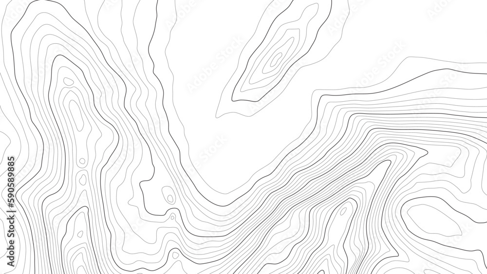 The stylized height of the topographic contour in lines and contours. Сoncept of a conditional geography scheme and the terrain path. Black stroke on light background. Wide size. Vector illustration. The stylized height of the topographic contour in lines and contours. Сoncept of a conditional geography scheme and the terrain path. Black stroke on light background. Wide size. Vector illustration.