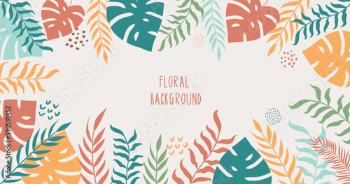 Wallpaper Mural Floral bright backgrounds from tropical leaves Torontodigital.ca