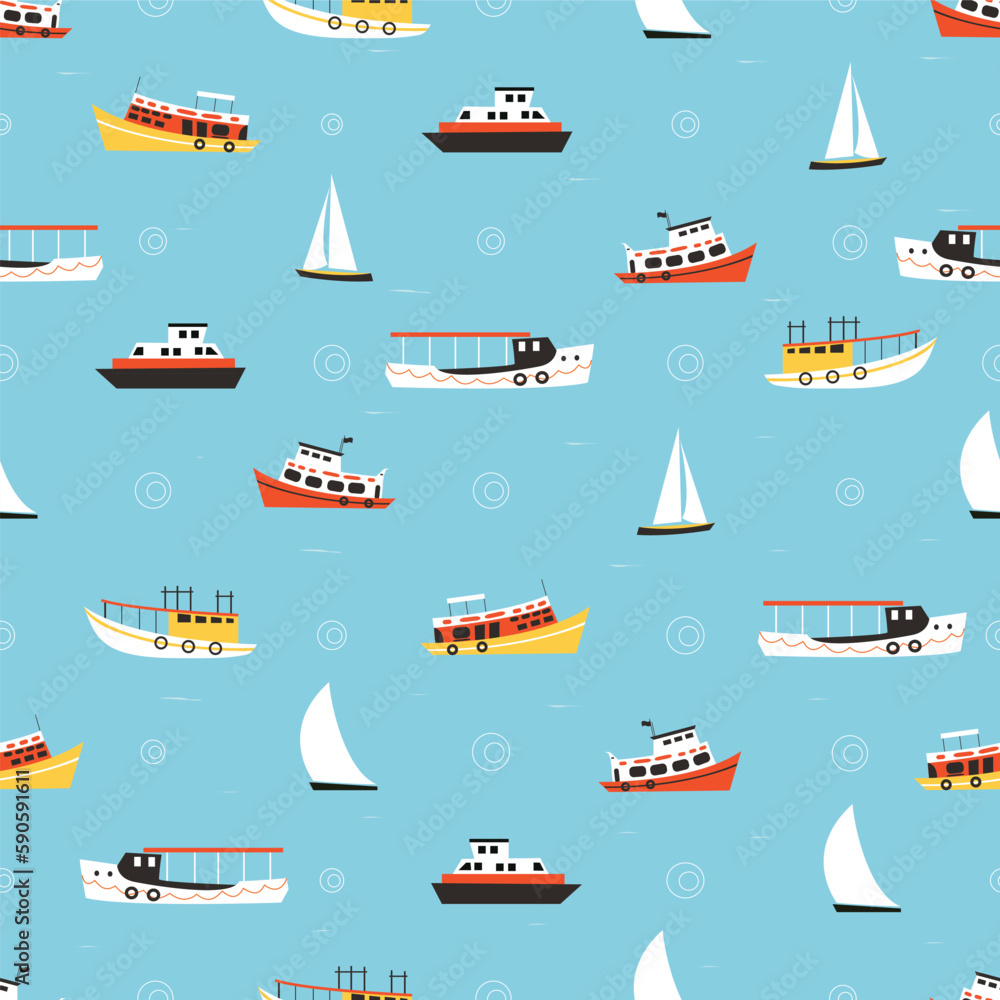 Seamless children background from boats for wallpapers, cover design. Seamless children background from boats for wallpapers, cover design.