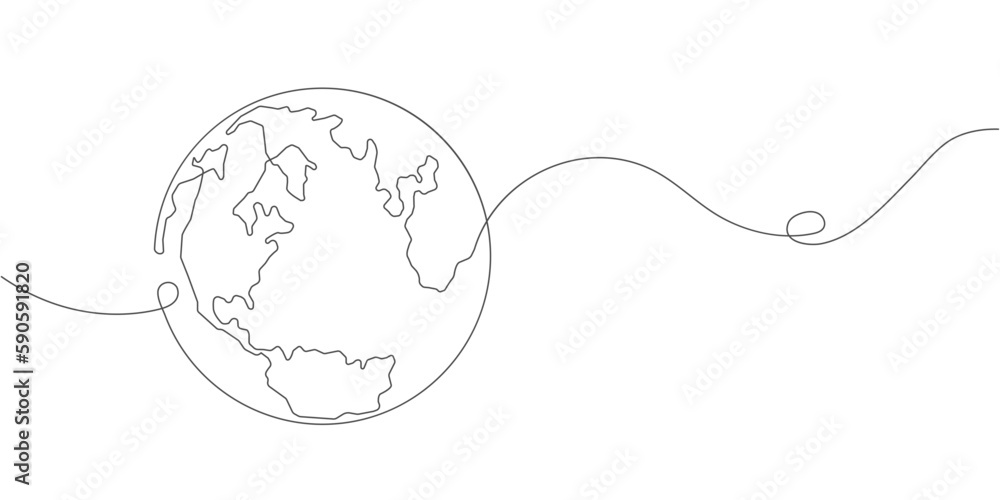 Planet Earth.Map.One line drawing.Vector illustration. Planet Earth.Map.One line drawing.Vector illustration.