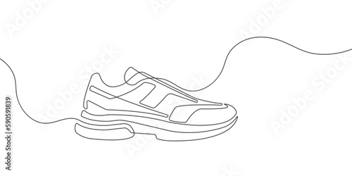 Sports shoes in a line style. Sneakers Vector . Sketch sneakers for your creativity.Shoe advertising .