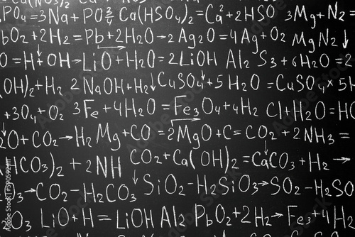 School background in chemistry .Handwritten formulas background.Letters and numbers .