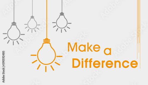 Make a difference sign with lightbulbs. Motivational and idea concept web vector illustration. Creativity pattern minimal design. Lightbulb icon.