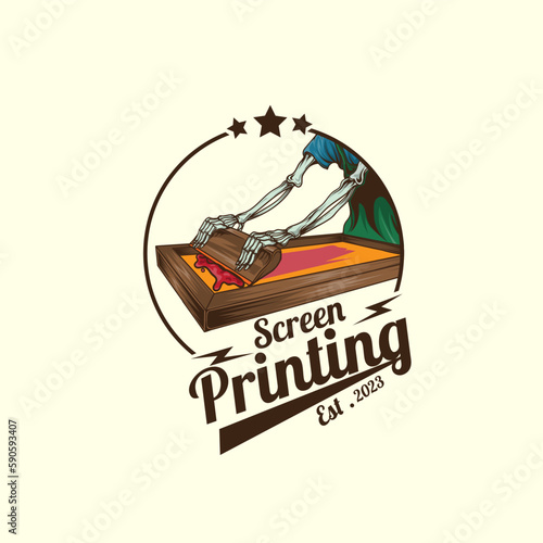logo screen printing vector illustration