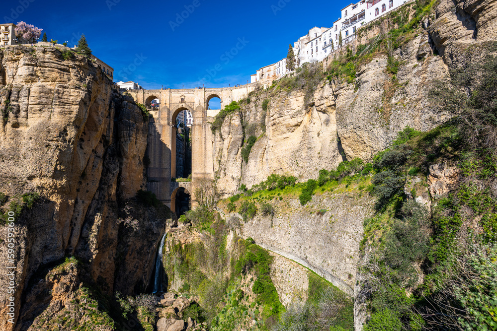 One of the most popular destinations in Andalusia: Puente Nuevo Arch (Puente Nuevo Bridge). Ronda, Spain