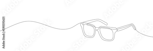 Sunglasses continuous line drawn with one continuous line. Vector illustration