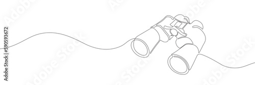 binocular continuous single line drawing. Vector illustration