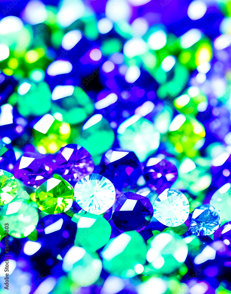 Realistic illustration of a cut diamond stone in different color tones. Macro. Close-up. Reflections. Optics. Realistic illustration of a cut diamond stone in different color tones. Macro. Close-up. Reflections. Optics.