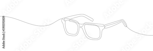 Sunglasses continuous line drawn with one continuous line. Vector illustration