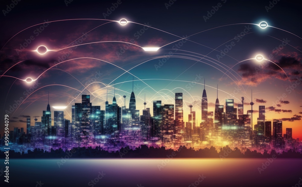 Smart city and communication network concept
