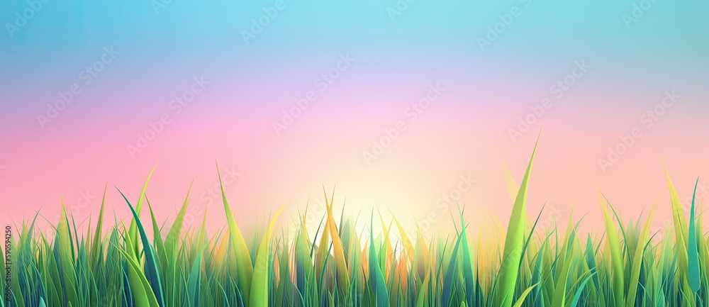 Fields and pastures with lush green grass, under sunny blue skies of summer. Background is serene. Generative AI Fields and pastures with lush green grass, under sunny blue skies of summer. Background is serene. Generative AI