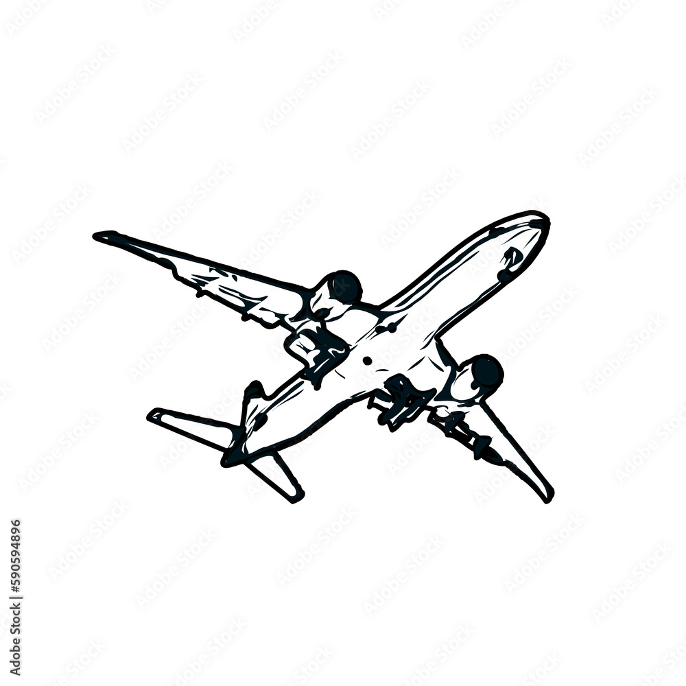 airplane black and white sketch with transparent background airplane black and white sketch with transparent background