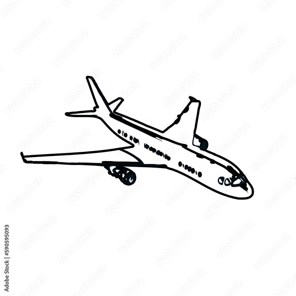 airplane black and white sketch with transparent background airplane black and white sketch with transparent background
