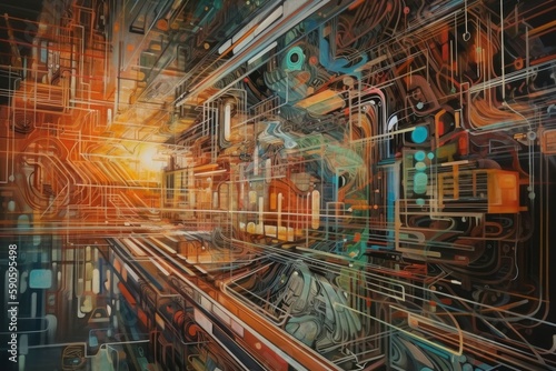 Abstrakcja kolorowa grafika surrealizm Generative AI