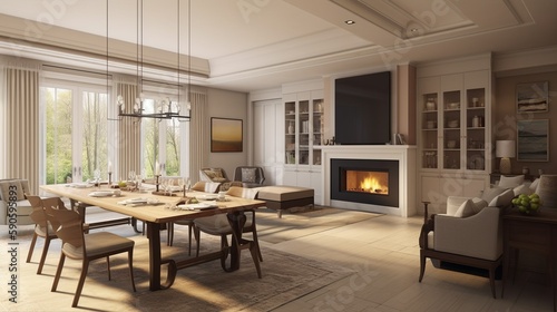 Nordic inspired interior house design  generative AI