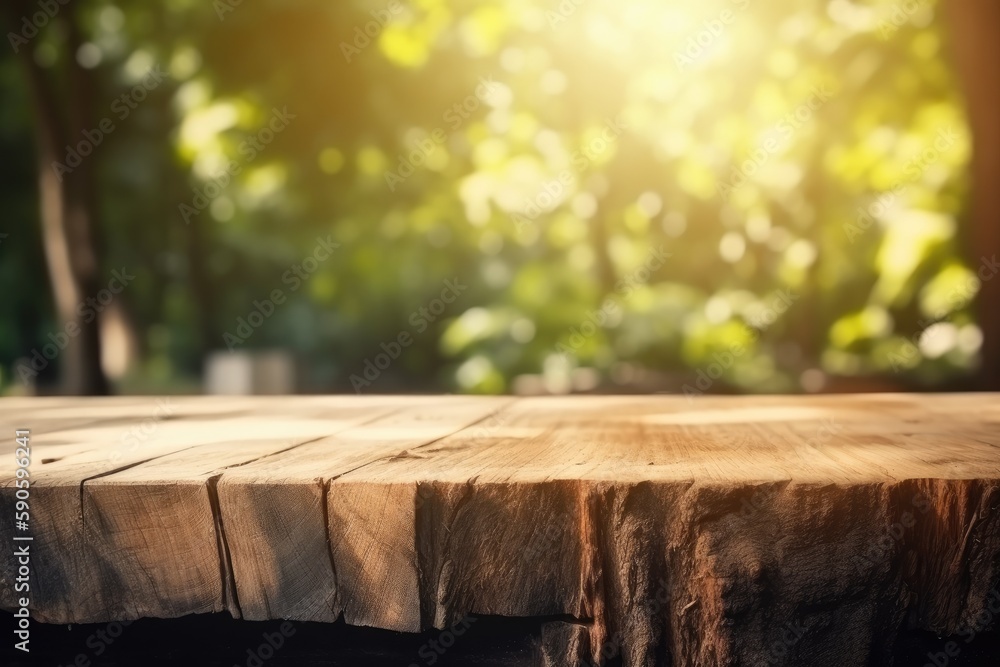 wooden table with a shallow depth of field. Generative AI