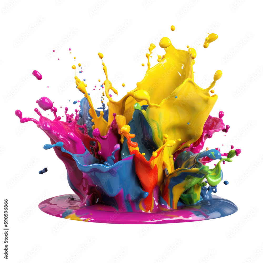 Colorful pastel color acrylic paint splashing isolated transparent png background. Generative ai - obrazy, fototapety, plakaty 
