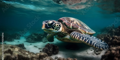 Sea Turtle Close Up wallpaper, AI generated