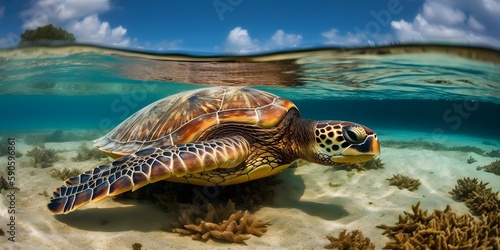 Sea Turtle Close Up wallpaper, AI generated