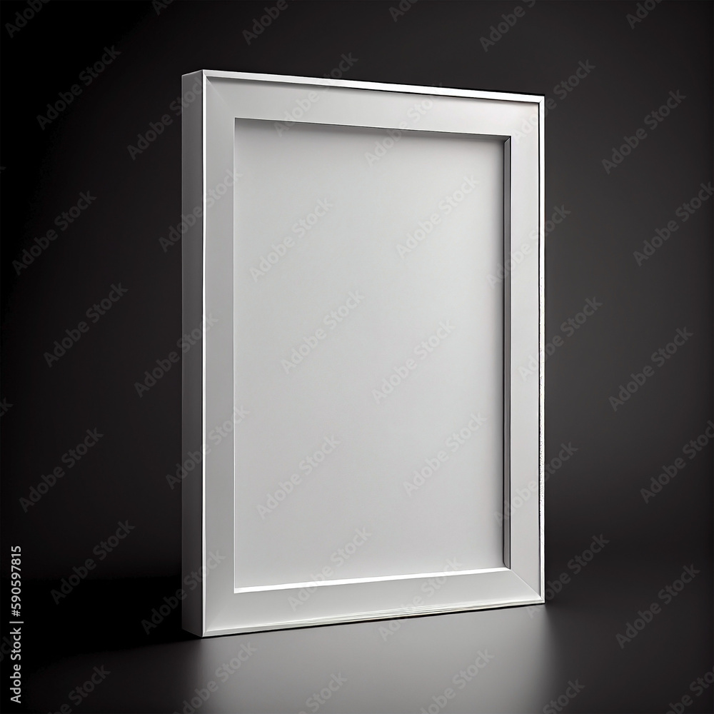 A white picture frame with the word art on it and black background A white picture frame with the word art on it and black background