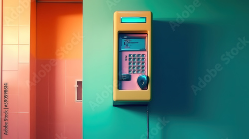 Payphone on the wall. Generative Ai