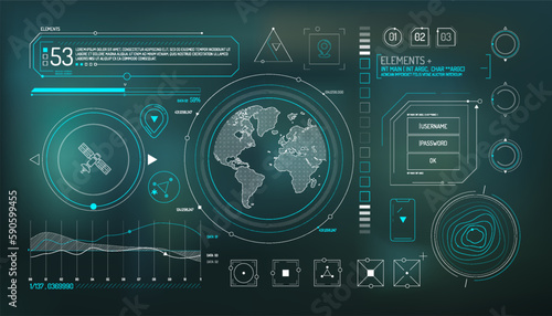 Set of infographic elements about satellite and data input.