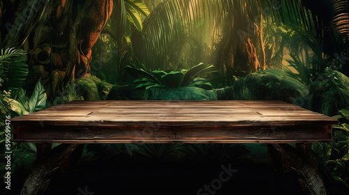 Jungle table background. Generative Ai