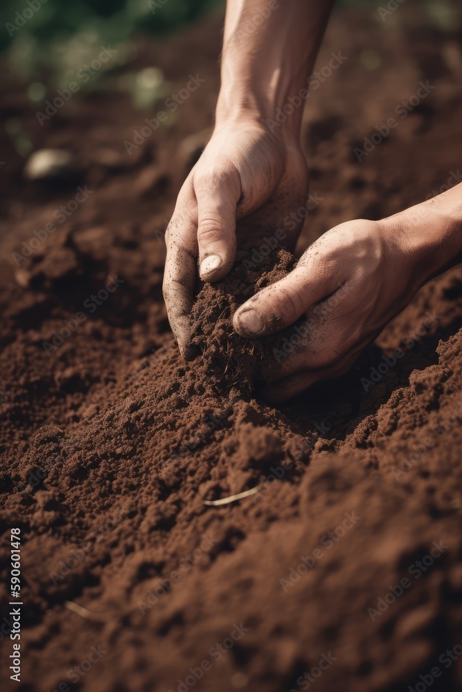 hands collect soil and fertilizer hands collect soil and fertilizer