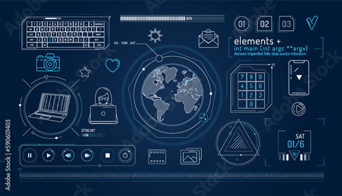 Set of infographic elements about internet communication and global network.