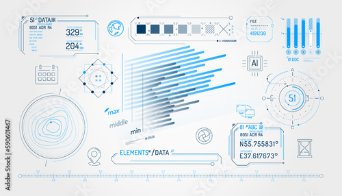 Set of infographic elements about data exchange and geolocation.