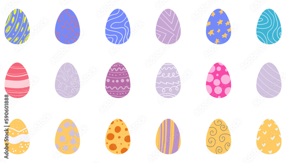 set of Easter eggs with hand drawn decor set of Easter eggs with hand drawn decor