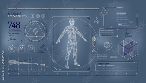 Set of infographic elements about the study of the human genome.