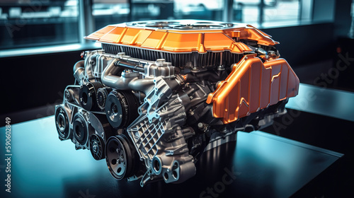Berlin, Germany - August 14, 2022: BMW engine. Generative Ai