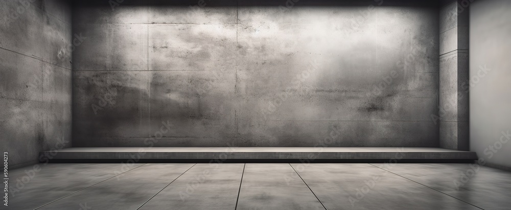 Empty concrete room design by generative ai Empty concrete room design by generative ai