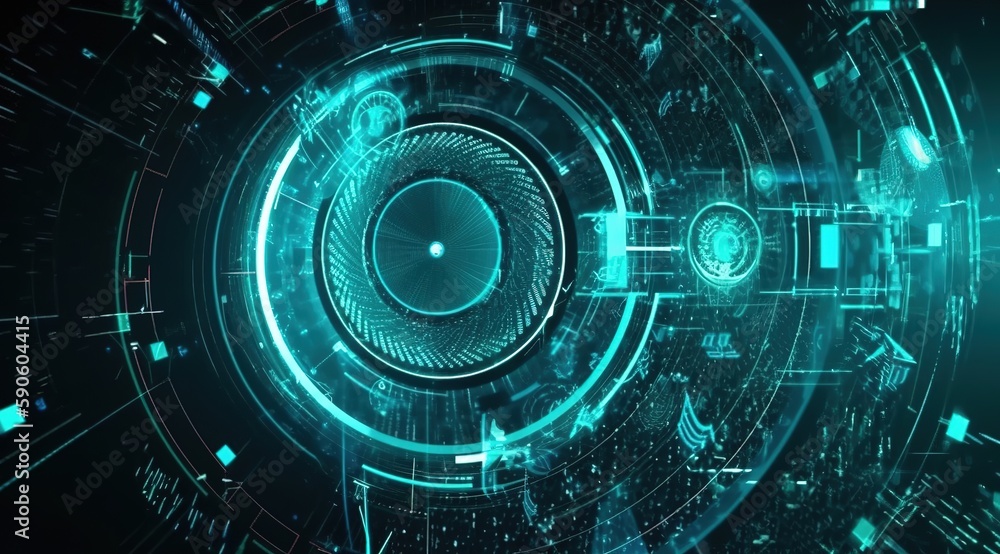 Blue hi-tech background, generative ai Blue hi-tech background, generative ai