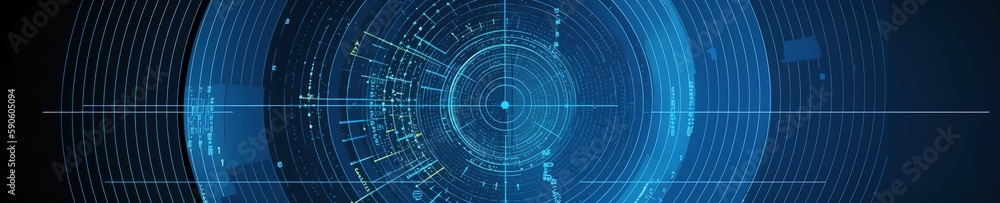 Obraz premium technology data visualization with a circular data blue background. Generative AI