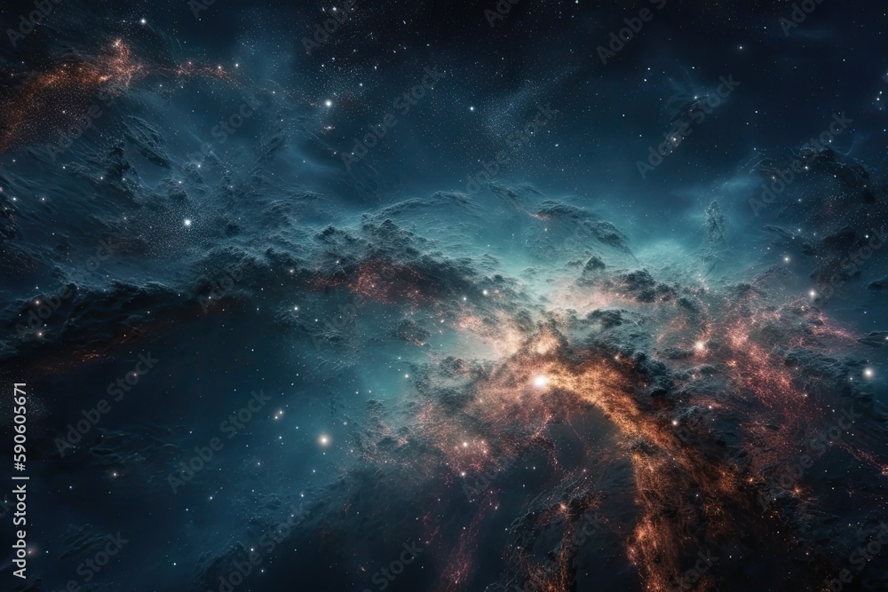cosmic space filled with shining stars and galaxies. Generative AI