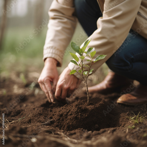 A person planting a tree, Earth Day - ar 3:2 Generative AI